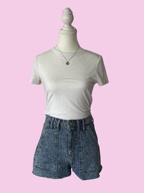 High-Waisted Blue Denim Shorts